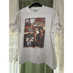 American Classics Scarface T-Shirt Mens Large White Graphic Movie Tee Flaws